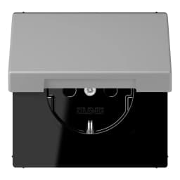 Розетка з заземленням з кришкою та шторками 250V 16A пружинний зажим JUNG LC1520BFKIKL204 gris moyen