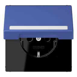 Розетка з заземленням 250V 16A з кришкою, шторками, полем для напису, пружинним затиском JUNG LC1520BFNAKL206 bleu outremer 31