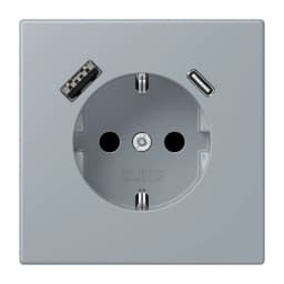 Розетка з заземленням і USB тип AC JUNG LC1520-15CA257 gris clair 59
