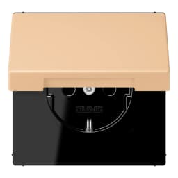 Розетка з заземленням 250V 16A з кришкою та пружинним затискачем JUNG LC1520BFKL237 terre sienne claire 31 (32122)
