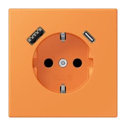 Розетка з заземленням та USB тип AC JUNG LC1520-15CA225 оранжевого кольору orange clair (32081)