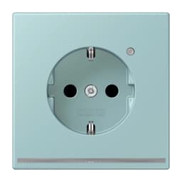 Розетка з заземленням з LED підсвіткою, пружинний затиск JUNG LC1520-OLNW214 céruléen clair (32033)