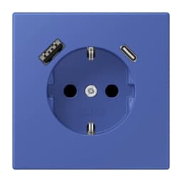 Розетка з заземленням та USB тип AC JUNG LC1520-15CA206 bleu outremer 31 (32020)