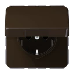 Розетка з заземленням з кришкою JUNG CD1520BFKLBR коричневого кольору