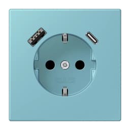 Розетка з заземленням та USB тип AC JUNG LC1520-15CA213 céruléen moyen (32032)