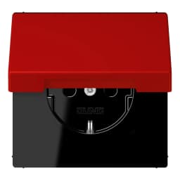 Розетка з заземленням 250V 16A з кришкою, шторками, гвинтовим затиском JUNG LC1521BFKIKL227 rouge vermillon