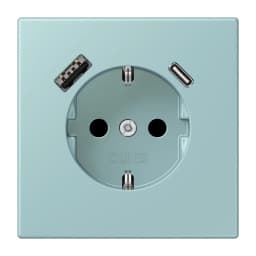 Розетка з заземленням та USB тип AC JUNG LC1520-15CA214 céruléen clair (32033)