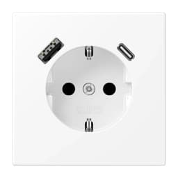 Розетка з з/к і USB тип A + USB тип C, Jung LS1520-15CAWWM білосніжно матовий