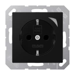 Розетка з заземленням 250V 16А з шторками JUNG HOME Energy BTA1521SESWM чорний матовий