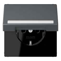 Розетка з заземленням 250V 16A з кришкою, шторками, полем для напису, пружинним затиском JUNG LC1520BFNAKL202 gris foncé 31 (32010)
