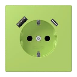 Розетка з заземленням та USB тип AC JUNG LC1520-15CA221 vert clair (32052)