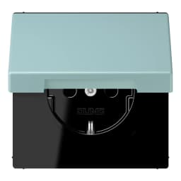 Розетка з заземленням 250V 16A з кришкою та пружинним затискачем JUNG LC1520BFKL214 céruléen clair (32033)