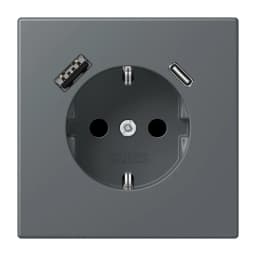 Розетка з заземленням та USB тип AC JUNG LC1520-15CA202 gris foncé 31 (32010)