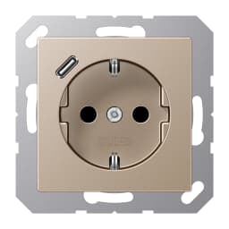 Розетка SCHUKO з USB типу C, JUNG A1520-18CCH, колір шампань