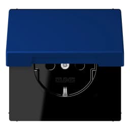 Розетка з заземленням 250V 16A з кришкою, шторками та гвинтовим затиском JUNG LC1521BFKIKL261 bleu outremer foncé
