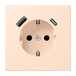 Розетка з заземленням та USB тип AC JUNG LC1520-15CA228 rose pâle (32091)