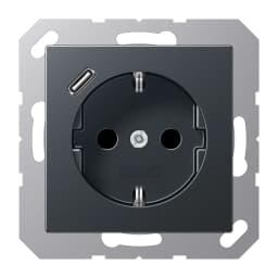 Розетка SCHUKO з USB тип C, JUNG A1520-18CANM, антрацит матовий