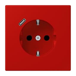 Розетка з заземленням та USB тип C JUNG LC1520-18C227 rouge vermillon 31 (32090)