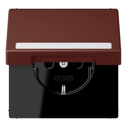Розетка з заземленням 250V 16A з кришкою, шторками, полем для напису, пружинним затиском JUNG LC1520BFNAKL235 terre sienne brûlée 31 (32120)