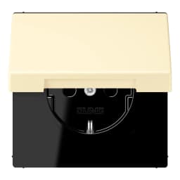 Розетка з заземленням з кришкою та шторками 250V 16A пружинний затиск JUNG LC1520BFKIKL201 blanc (32001)