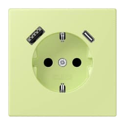 Розетка з заземленням та USB тип AC JUNG LC1520-15CA222 vert jaune clair (32053)