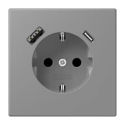 Розетка з заземленням та USB тип AC JUNG LC1520-15CA203 gris 31 (32011)