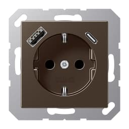 Розетка SCHUKO з USB тип AC, JUNG A1520-15CAMO, колір мокко