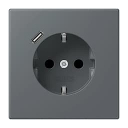 Розетка з заземленням та USB тип C JUNG LC1520-18C202 gris foncé 31 (32010)