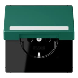 Розетка з заземленням 250V 16A з кришкою, шторками та пружинним затискачем JUNG LC1520BFNAKL216 vert anglais (32040)