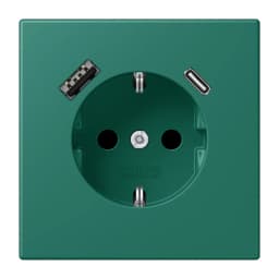 Розетка з заземленням та USB тип AC JUNG LC1520-15CA216 vert anglais (32040)