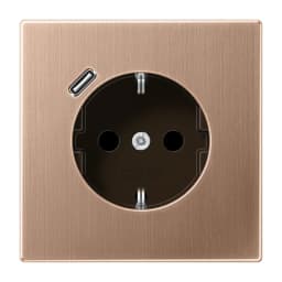 Розетка з заземленням 250V 16A з USB тип C пружинний затиск Jung BRG1520-18C матова бронза