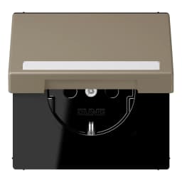 Розетка з заземленням 250V 16A з кришкою, шторками, полем для напису, пружинним затискачем JUNG LC1520BFNAKL242 ombre naturelle moyenne (32141)