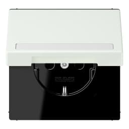 Розетка з заземленням 250V 16A з кришкою, шторками та полем для напису, пружинний зажим JUNG LC1520BFNAKL210 outremer gris