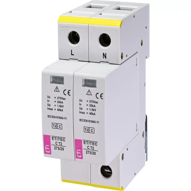 Обмежувач перенапруги ETI ETITEC C T2 275/20 (2+0) 2p (2440397)