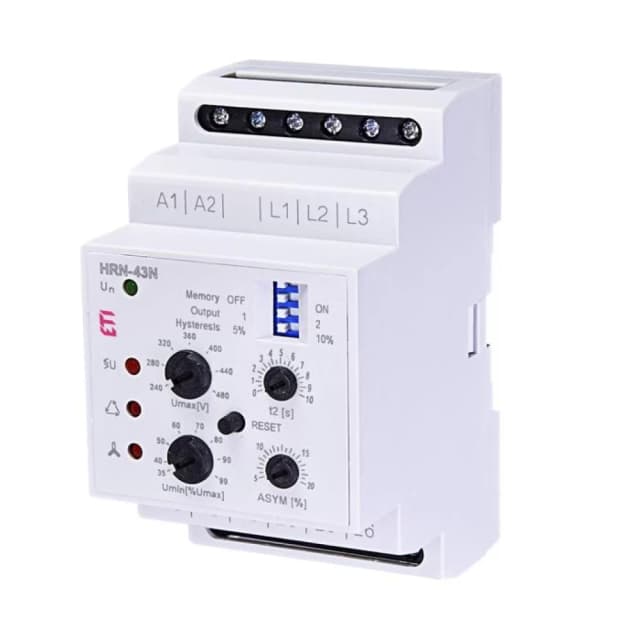 Реле контролю фаз ETI HRN-43N 400V AC (3F 2x16A AC1) з нейтраллю (2471430)