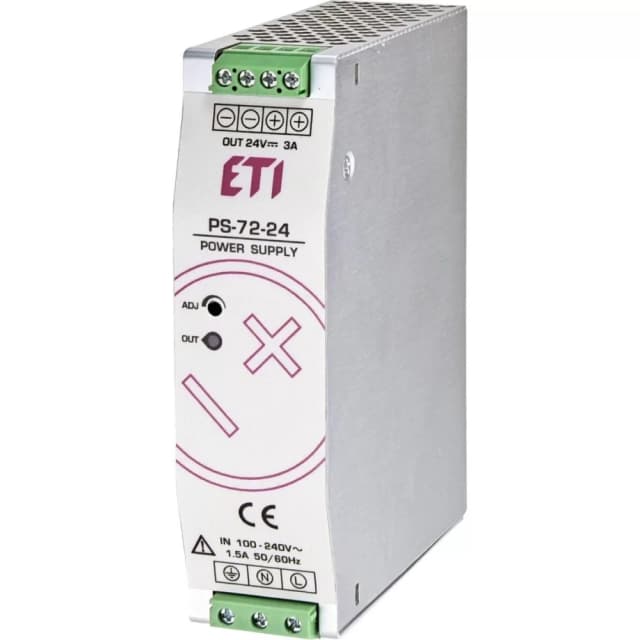 Блок живлення ETI PS-72-24 (Вхід: 100-240V AC/140-340V DC; Вихід: 24-28V DC/75W/3A) (4656681)