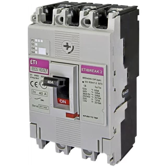 Автоматичний вимикач ETI EB2S 160/3LF 40A 3p (16kA) (4671805)