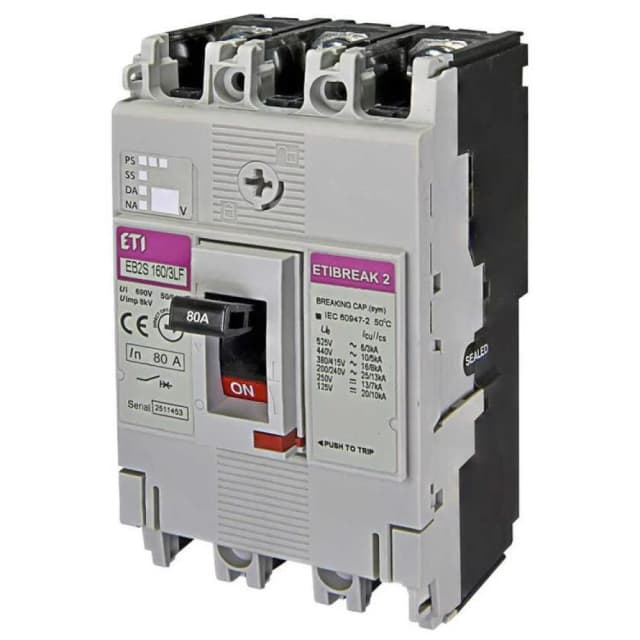 Автоматичний вимикач ETI EB2S 160/3LF 80A 3p (16kA) (4671808)