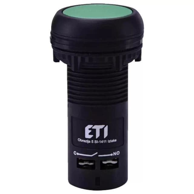 Моноблочна утоплена кнопка ETI 004771451 ECF-10-G (1NO зелена)
