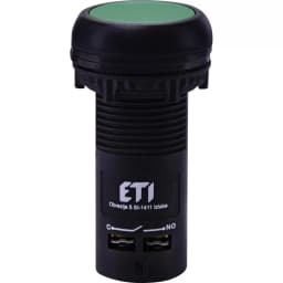 Моноблочна утоплена кнопка ETI 004771471 ECF-11-G (1NO+1NC зелена)