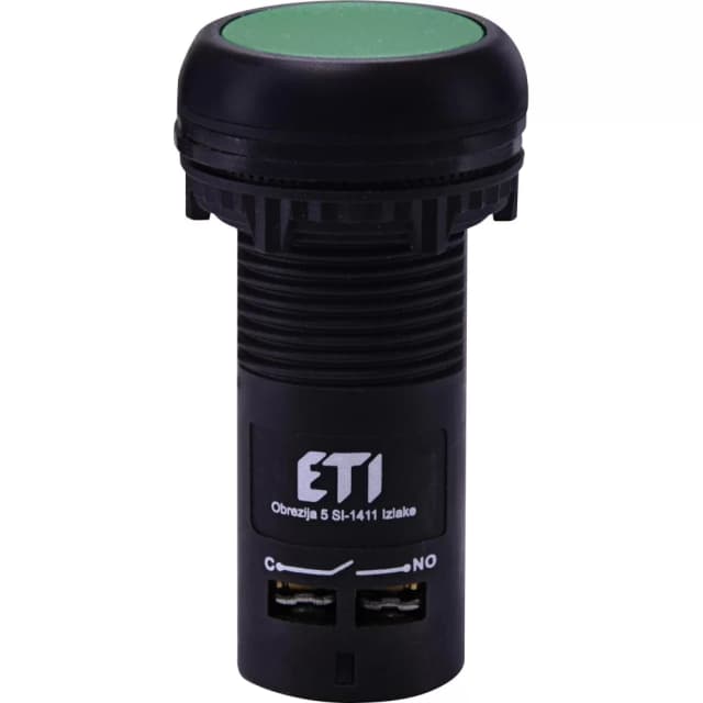 Моноблочна утоплена кнопка ETI 004771471 ECF-11-G (1NO+1NC зелена)