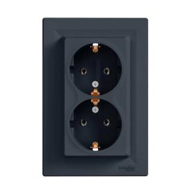 Подвійна розетка Schneider Electric Asfora EPH9900171 з заземленням (антрацит)