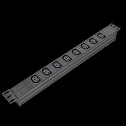 Блок 19" на 8 роз. С13, 10А, з індикат., без шнура, чорний, 1U, Kingda Kingda KD-IEC1008WKPB19A-C14