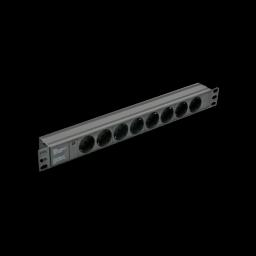 Блок 19" на 8 роз. нім. станд., 10А, з індикат., без шнура, чорний, 1U, Kingda Kingda KD-GER(16)N1008WKPB19A-C14