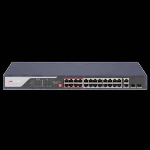 Комутатор 28 портів некерований Hikvision DS-3E0326P-E(C) PoE
