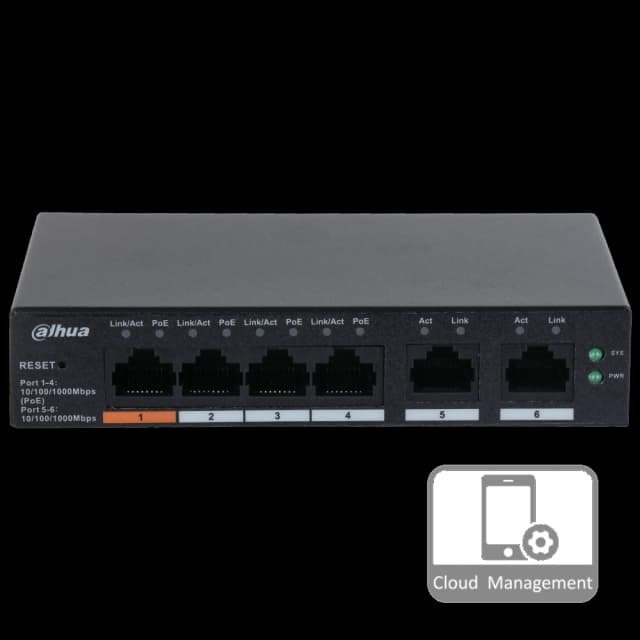 Комутатор 6 портів керований Dahua DH-CS4006-4GT-60 PoE