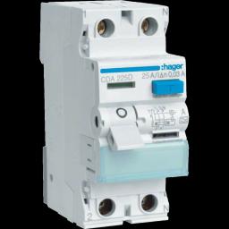 Диференціальне реле 2P, 6kA, 25A, 30mA, A Hager CDA225D