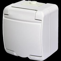 Розетка 1-на з з/к Schuko RHE-1s (біла/біла кришка, IP54) ETI 4668015 Hermetics