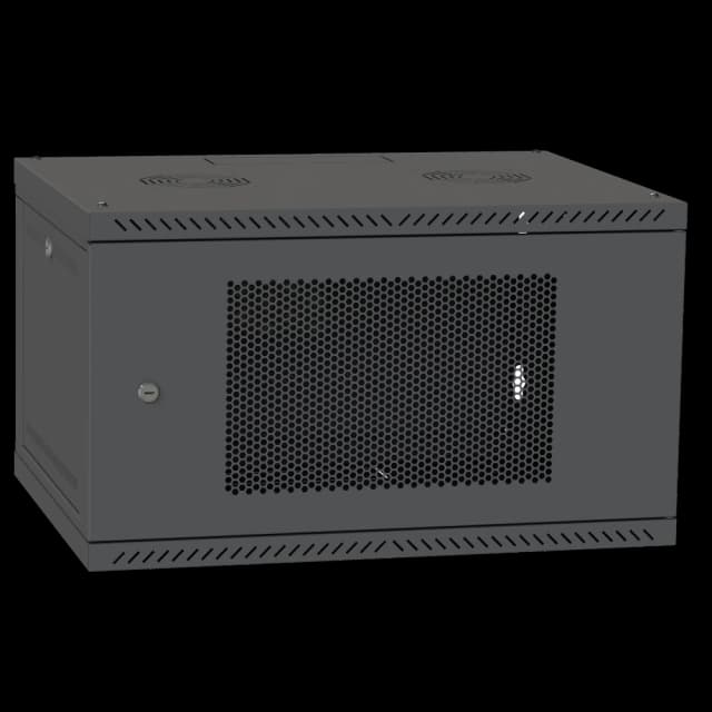 Шафа телекомунікаційна двері перф (RAL9005) IPCOM 4U 600x350