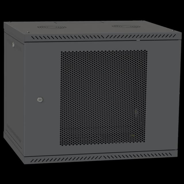 Шафа телекомунікаційна двері перф (чорна) IPCOM 9U 600x450